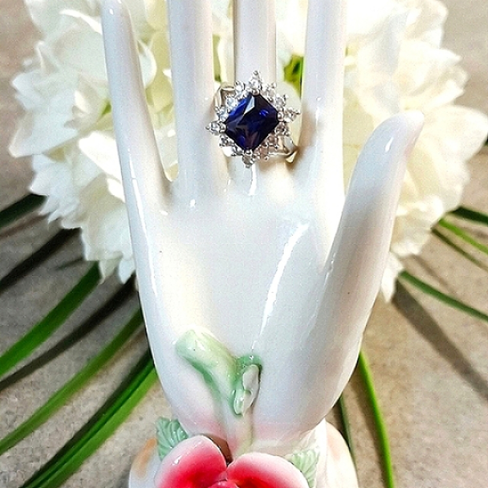 💙Sterling Silver 925 Simulated Blue Sapphire Ring (7)💙